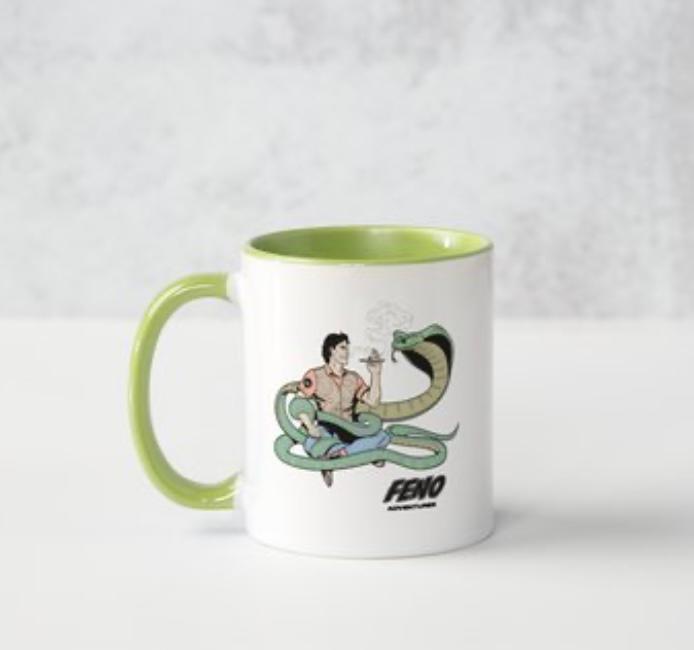 Feno Smoking with a Cobra Mug