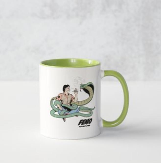 Feno Smoking with a Cobra Mug